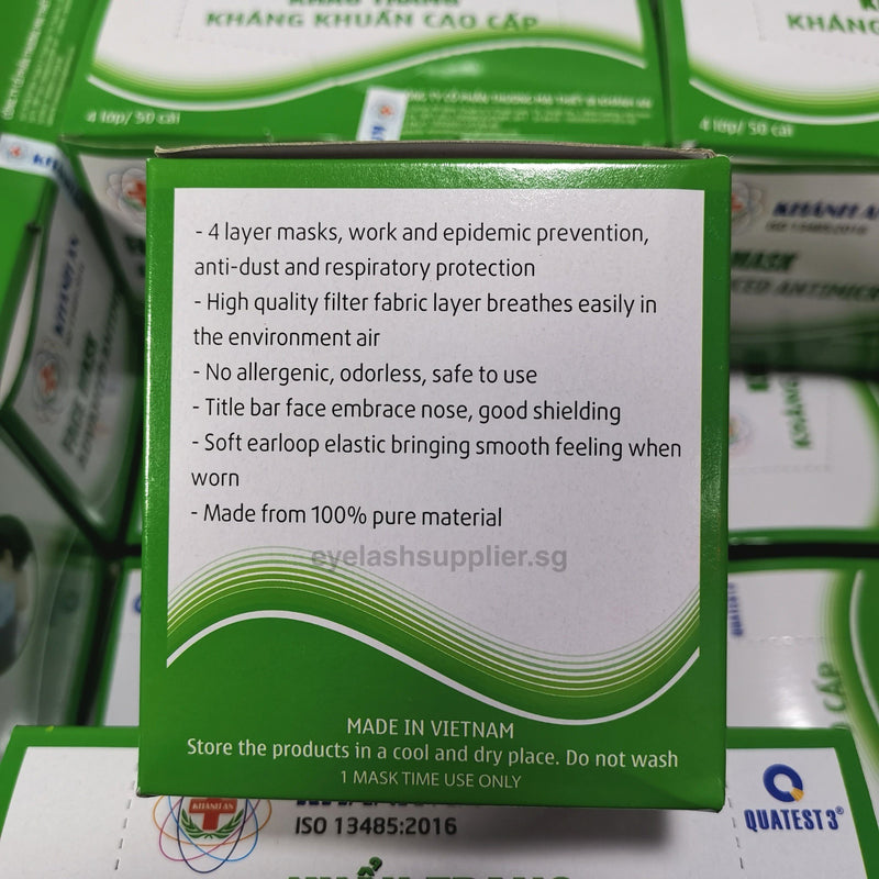 50PC Surgical Face Mask 4 Ply | Earloop | KHANH AN 4-Ply | SG Seller | Made in Vietnam - Eyelash Supplier Singapore